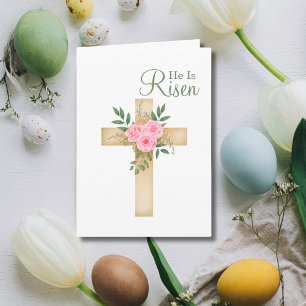 Han är Risen Blommigt Kor Christian Påsk Helgkort