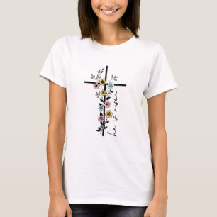 Han är Risen Blommigt Kor Glad påsk T Shirt