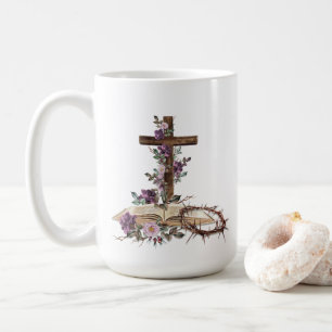 Han är Risen Blommigt Kor med bibelkaffe Mugg