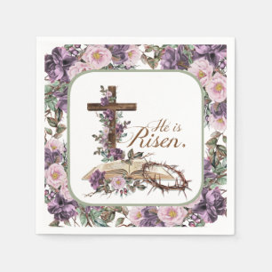 Han är Risen Blommigt Kor med Bible Pappersservett