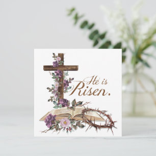 Han är Risen Blommigt Kor med Bible Påsk Card Julkort