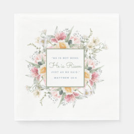 Han är Risen Blommigt Kor Påsk | Återföring Pappersservett