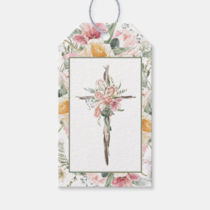Han är Risen Blommigt Kor Påsk Återställningsbil Presentetikett