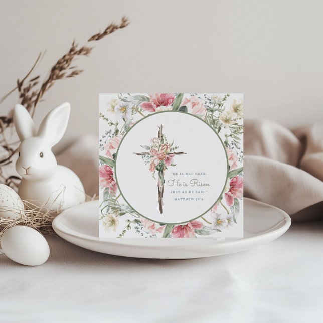 Han är Risen Blommigt Kor Påsk Card Inbjudningar (Skapare uppladdad)