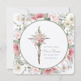 Han är Risen Blommigt Kor Påsk Card Inbjudningar