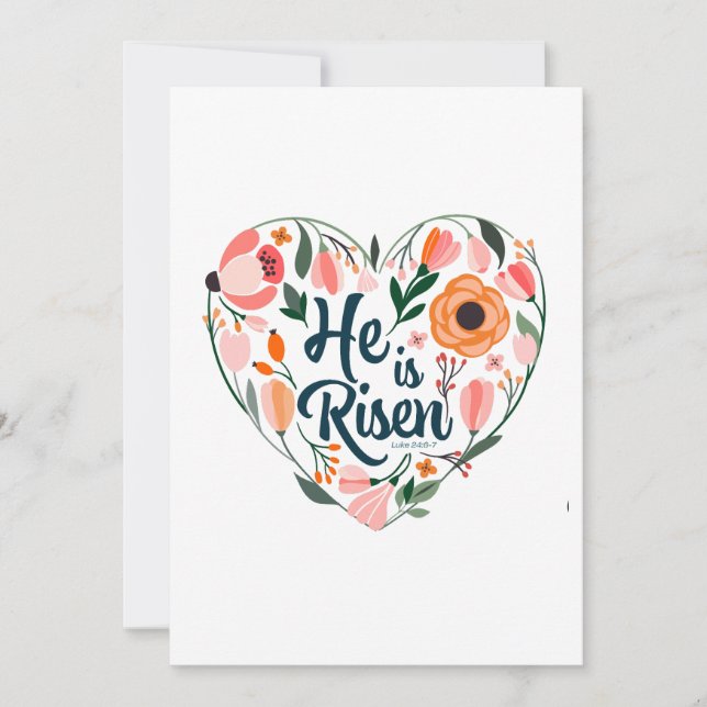 Han är Risen Boho Christian Heart Motif-inspiratio Inbjudningar (Framsida)