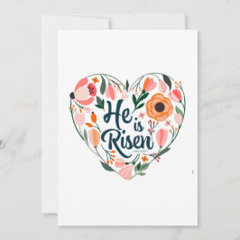 Han är Risen Boho Christian Heart Motif-inspiratio Inbjudningar