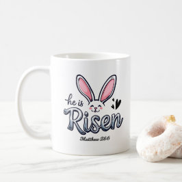 Han är Risen Bunny Glad påsk Kaffemugg