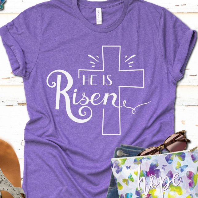 Han är Risen Christian Påsk Black White T Shirt (Skapare uppladdad)