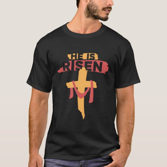 Han är Risen Christian Påsk T Shirt (Framsida)