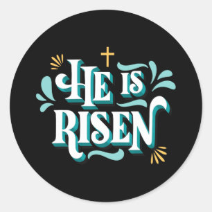 Han är Risen Glad påsk Christian Jesus Bi Runt Klistermärke