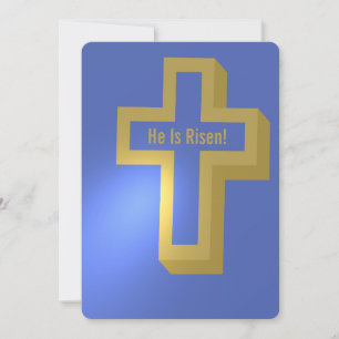 Han är Risen Guld Lit Christian Kor Blue Påsk Julkort