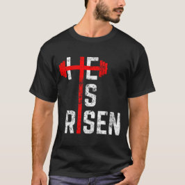 Han är Risen Gym Kor Jesus Påsk Christian Tonåring T Shirt