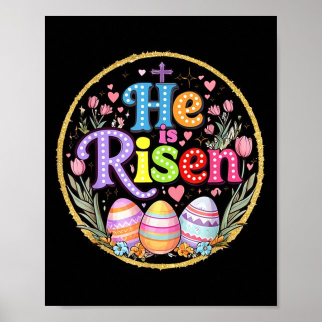 Han är Risen Jesus Christian Bible Verse Påsk Wom Poster (Framsidan)