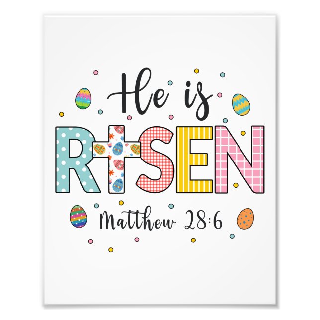 Han är Risen Jesus Christian Glad påsk Fototryck (Framsidan)