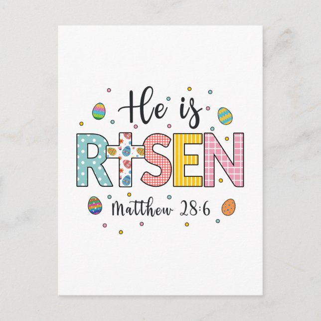 Han är Risen Jesus Christian Glad påsk Helg Vykort (Framsida)