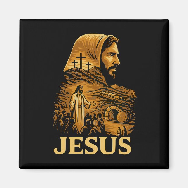 Han är Risen Jesus Christian Glad påsk Magnet (Framsidan)