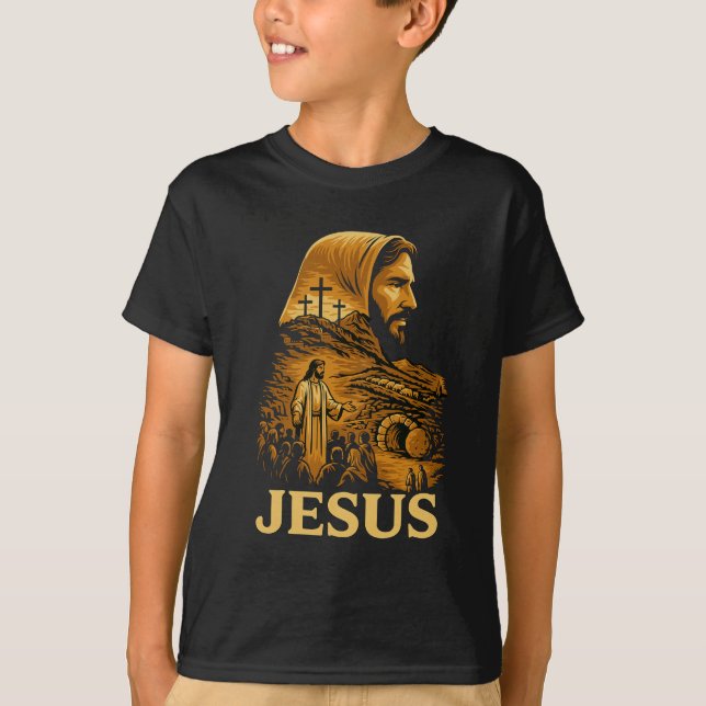 Han är Risen Jesus Christian Glad påsk T Shirt (Framsida)