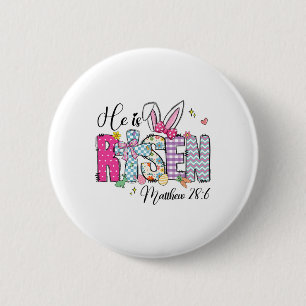 Han är Risen Jesus Christian Glad påsk Women Kid Knapp