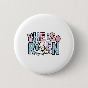 Han är Risen Jesus Christian Glad påsk Women Kid Knapp