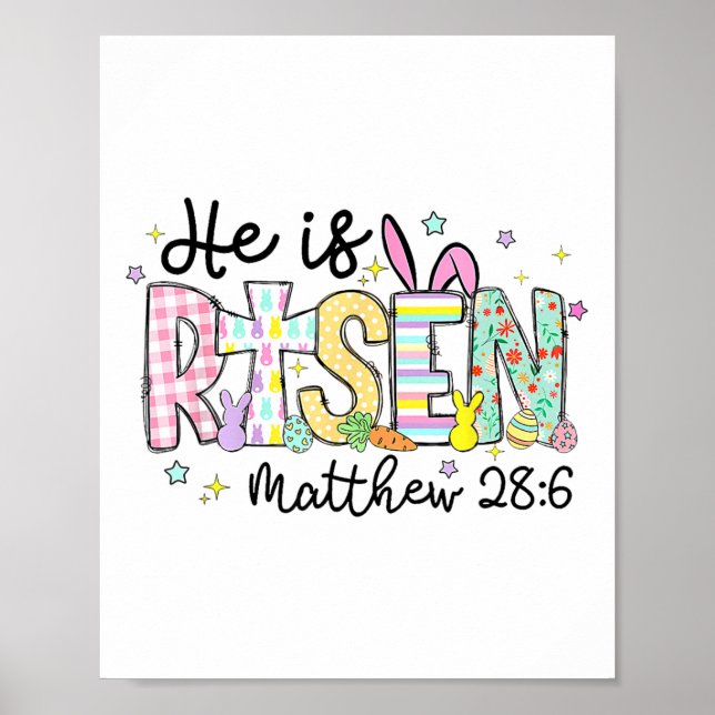 Han är Risen Jesus Christian Glad påsk Women Kid Poster (Framsidan)