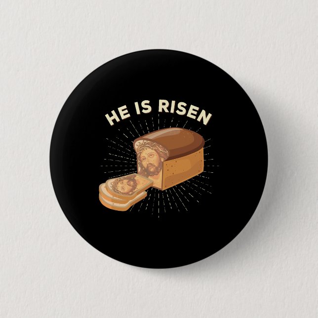 Han är Risen Jesus Kristus Påsk Pun Christian Brea Knapp (Framsida)