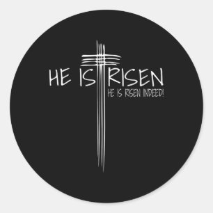 Han är Risen Jesus Påsk Christian Faith Gift Runt Klistermärke