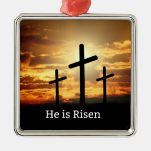 Han är Risen. Julgransprydnad Metall