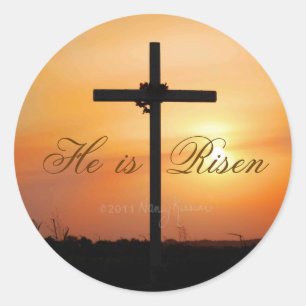 Han är Risen-klistermärken Runt Klistermärke
