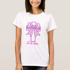 Han är Risen Kor Blommigt Retro Croquette Bow T Shirt