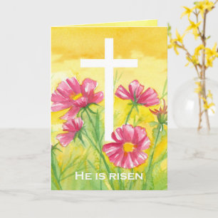Han är Risen Kor Flowers Religiösa Christian Kort