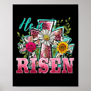 Han är Risen Leopard Glad påsk Day Christian Jes Poster