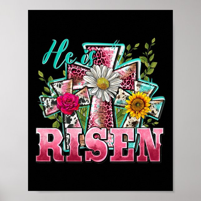 Han är Risen Leopard Glad påsk Day Christian Jes Poster (Framsidan)