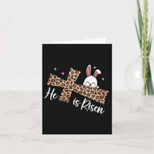 Han är Risen Leopard Kor Bunny Påsk Day Christi Kort