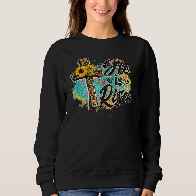 Han är Risen Leopard Rainbow Christian Jesus Lyckl T Shirt (Framsida)
