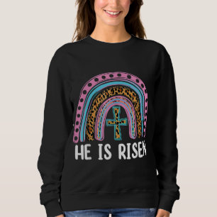 Han är Risen Leopard Rainbow Christian Jesus Lyckl T Shirt