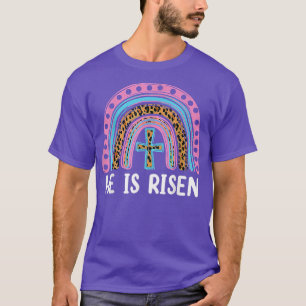 Han är Risen Leopard Rainbow Christian Jesus Lyckl T Shirt