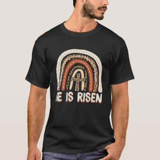 Han är Risen Leopard Rainbow Christian Jesus Lyckl T Shirt