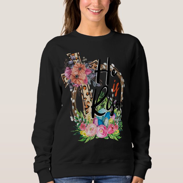 Han är Risen Leopard Rainbow Christian Jesus Lyckl T Shirt (Framsida)
