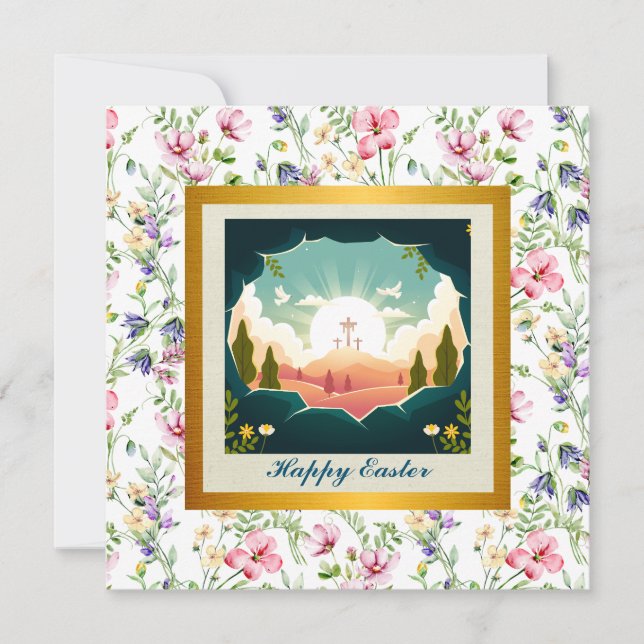 Han är Risen och Firande av Resurrection Söndag Inbjudningar (Framsida)