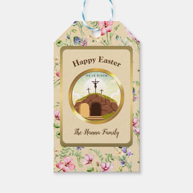 Han är Risen och Firande av Resurrection Söndag Presentetikett (Framsidan)