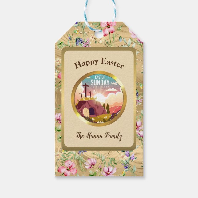 Han är Risen och Firande av Resurrection Söndag Presentetikett (Framsidan)