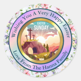 Han är Risen och Firande av Resurrection Söndag Runt Klistermärke