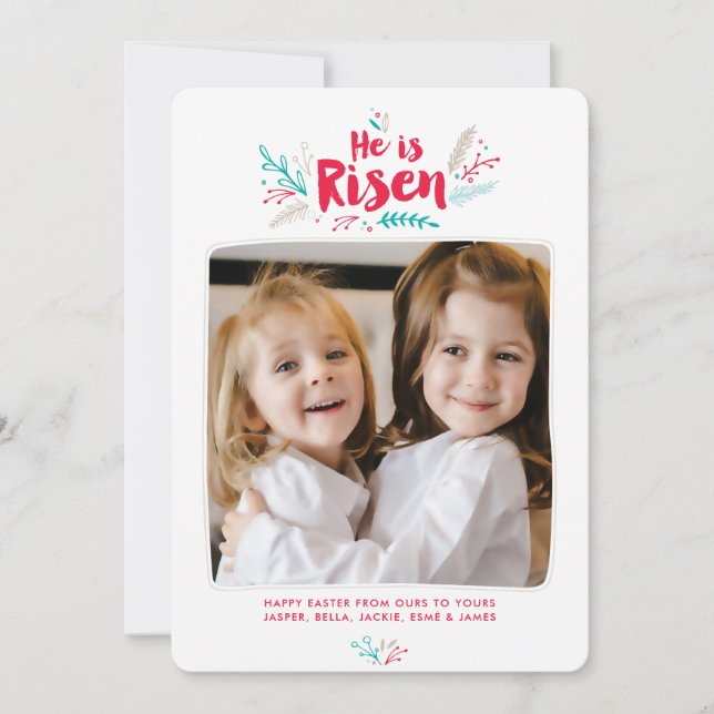 Han är Risen Påsk 4-fotokort Inbjudningar (Framsida)