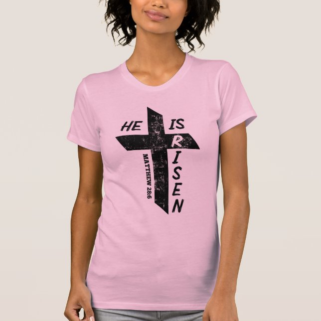 Han är Risen Påsk Bible Verse Matthew 28 Kor T Shirt (Framsida)