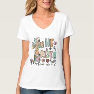 Han är Risen Påsk Blommigt Jesus Kor T Shirt