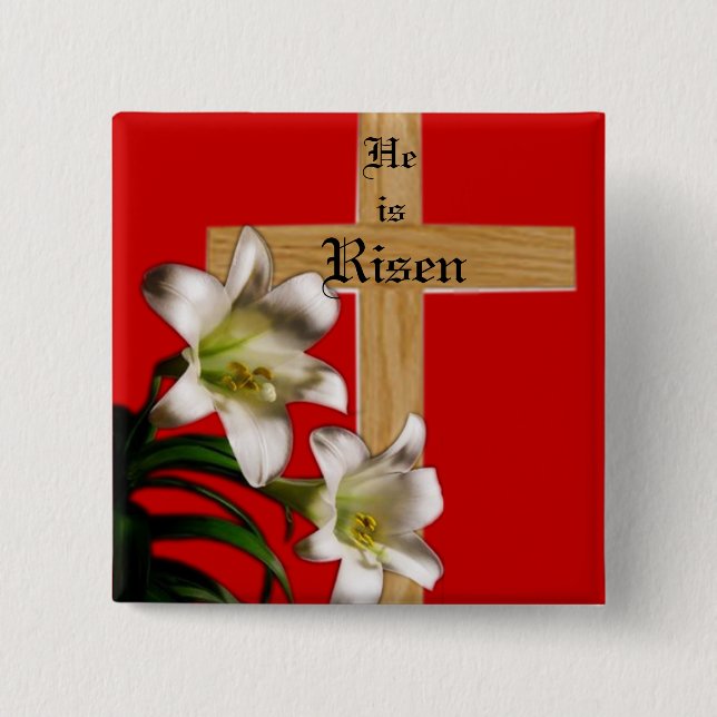 Han är Risen Påsk Button Knapp (Framsida)