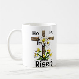 Han är Risen Påsk Kor Lilies Christian Kaffemugg