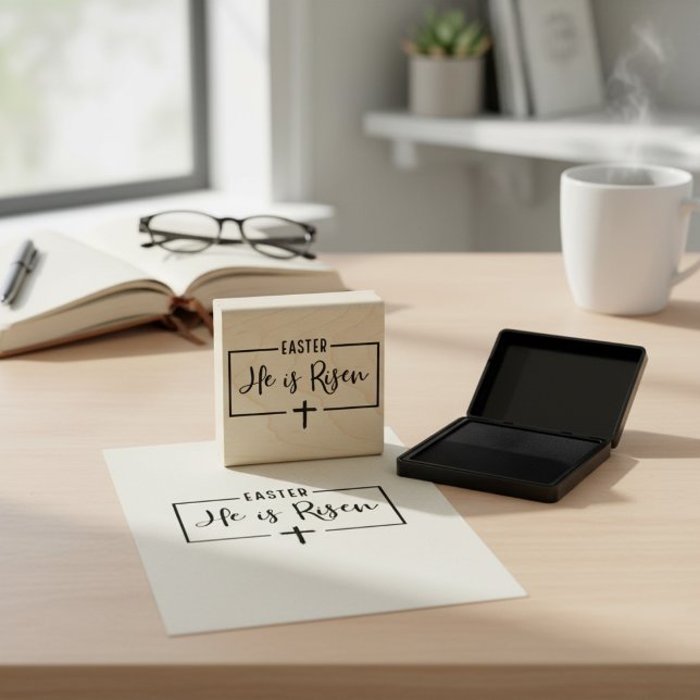 Han är Risen Påsk Rubber Frimärke Stämpel (He Is Risen Easter Rubber Stamp)
