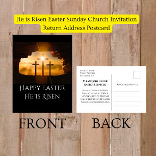 Han är Risen Påsk Söndag Church bjudande Helg Vykort